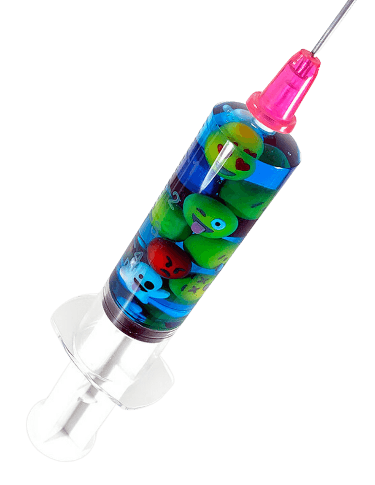 Miss Bugs, ‘Do No Harm 2 Syringe (Emoji - Blue)’, 17-11-2020, Sculpture, Cast resin syringe, Self-Released, 
