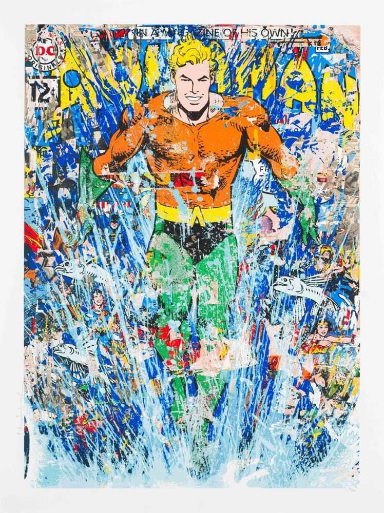 Mr. Brainwash, ‘Aquaman’, 20-12-2018, Print, Ten colour screen-print on hand torn archival art paper, Self-released, Numbered