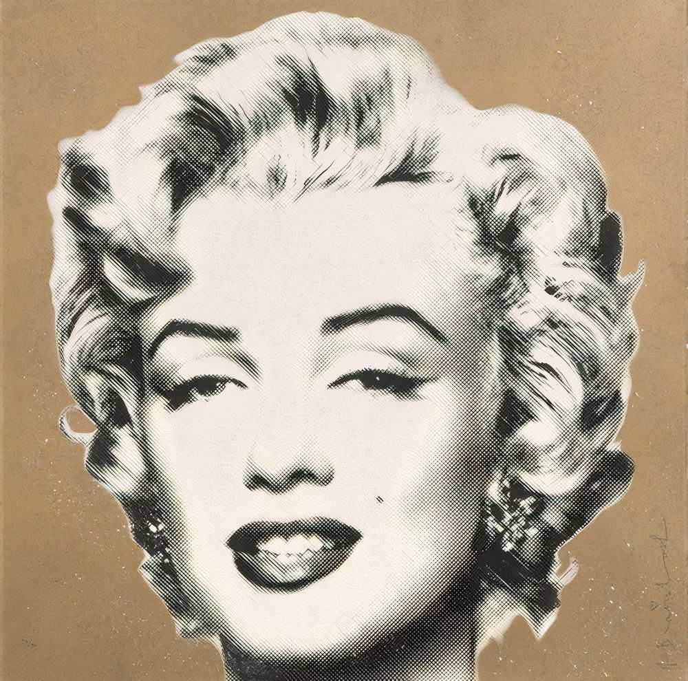 Mr. Brainwash, ‘Diamond Girl (Gold Background)’, 01-07-2016, Print, One colour screenprint on hand-torn archival art paper hand finished with diamond dust and spray paint, Self-released, Numbered, Handfinished