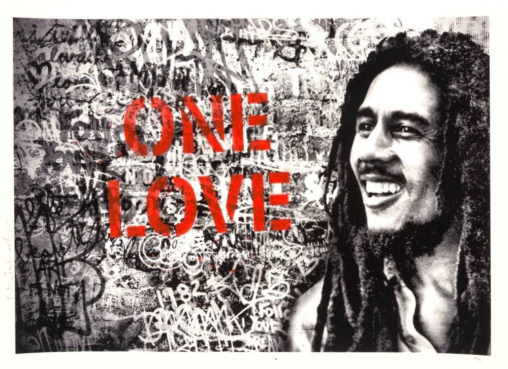 Mr. Brainwash, ‘Happy Birthday Bob Marley - One Love (Red)’, 06-02-2019, Print, One colour screen print hand finished with water colour and a spray painted stencil, Self-released, Numbered, Handfinished