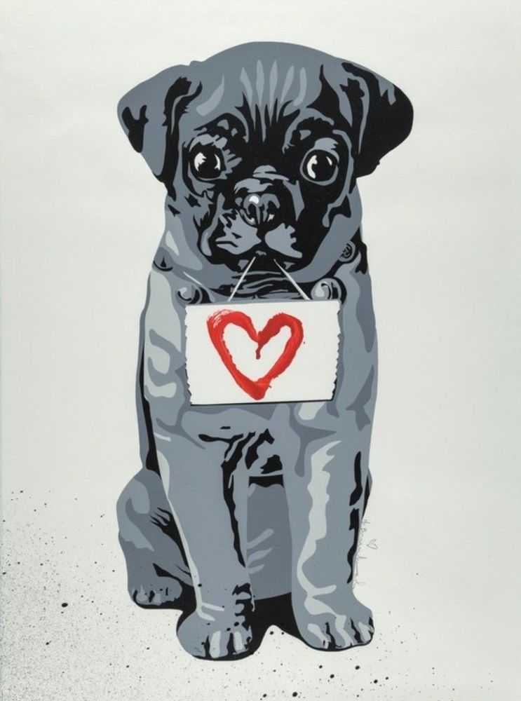 Mr. Brainwash, ‘Heart Dog’, 2009, Print, Screen print, spray paint, and acrylic paint on textured archival art paper. Each print has a uniquely painted heart, Self-released, Numbered, Handfinished