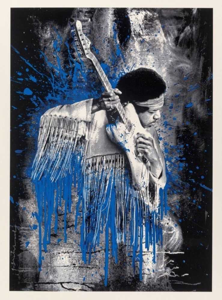 Mr. Brainwash, ‘Jimi (Blue)’, 2015, Print, Five-colour screen-print on hand torn archival art paper., Self-released, Numbered