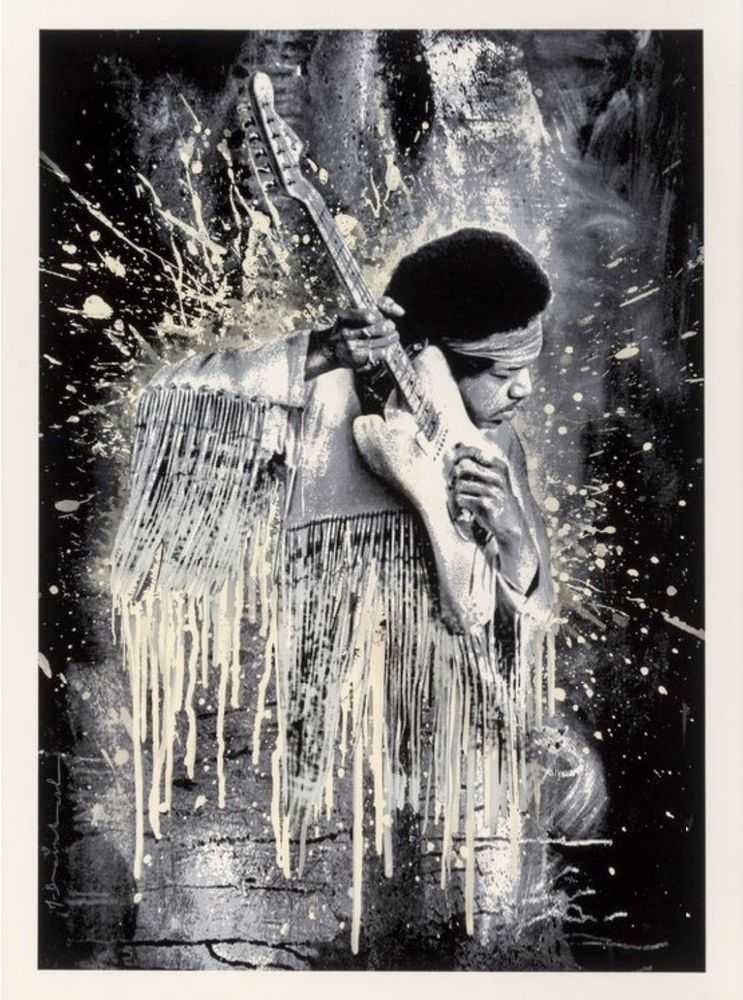 Mr. Brainwash, ‘Jimi (White)’, 2015, Print, Five-colour screen-print on hand torn archival art paper., Self-released, Numbered