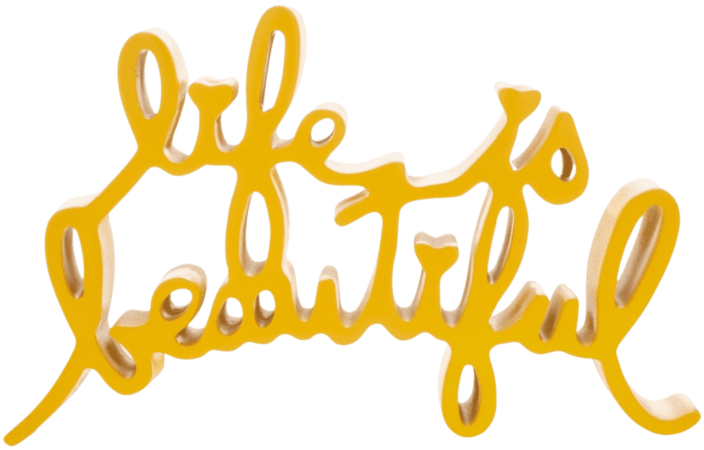 Mr. Brainwash, ‘Life Is Beautiful (Yellow Sculpture)’, 2015, Sculpture, Cast resin, Self-released, Numbered, Dated