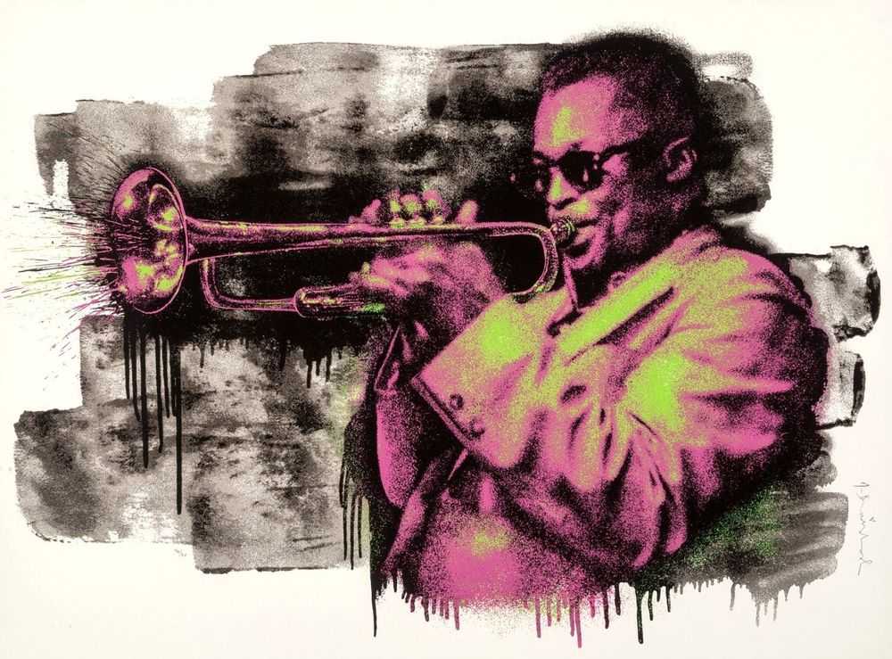 Mr. Brainwash, ‘Miles Davis (Pink / Green)’, 2015, Print, Six-colour screen print on hand torn archival art paper, Self-released, Numbered
