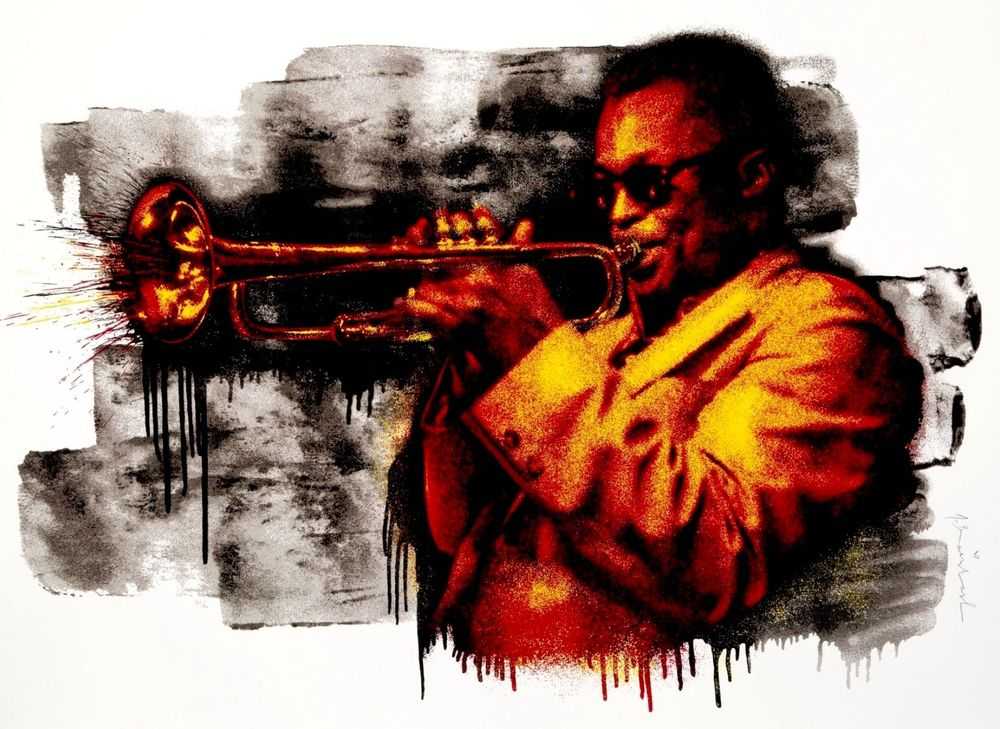 Mr. Brainwash, ‘Miles Davis (Red / Yellow)’, 2015, Print, Six-colour screen print on hand torn archival art paper, Self-released, Numbered