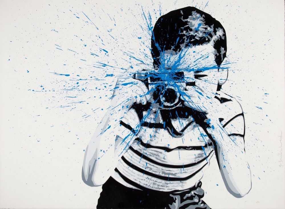 Mr. Brainwash, ‘Smile (Blue)’, 2011, Print, Five colour screenprint on deckled edge archival art paper, Self-released, Numbered