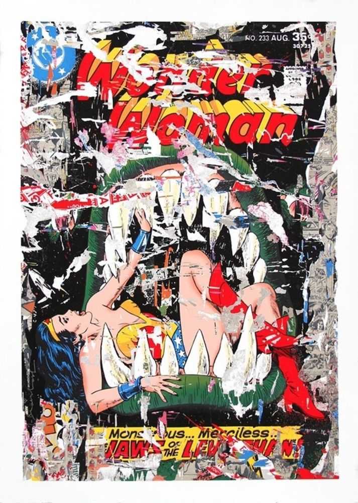 Mr. Brainwash, ‘Wonder Woman’, 28-03-2017, Print, Six colour screen-print on hand torn archival art paper hand-finished with paint, Self-released, Numbered, Handfinished