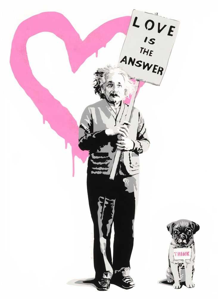Mr. Brainwash, ‘♥=mc2 (Pink)’, 2012, Print, Four-colour screen print on hand-torn archival art paper, Self-released, Numbered