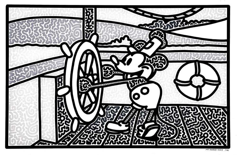 Mr. Doodle, ‘Disney Doodles - Steamboat Willie’, 2023, Print, Paper Print , Artelli, Numbered