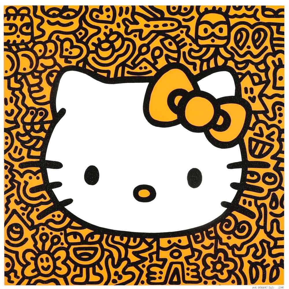 Mr. Doodle, ‘Kitty Orange’, 2021, Print, Neosilkscreen, Self released, Numbered