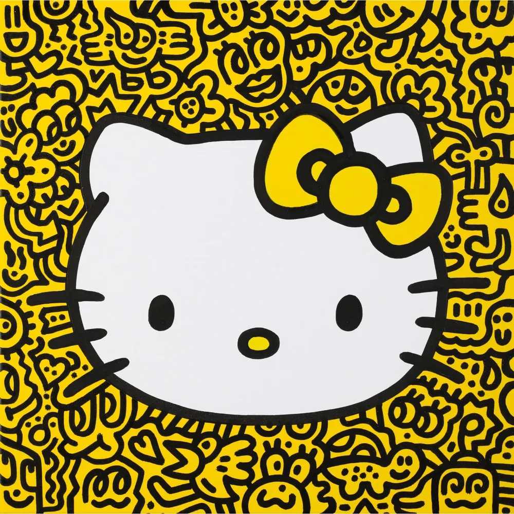 Mr. Doodle, ‘Kitty Yellow’, 2021, Print, Neosilkscreen, Self released, Numbered