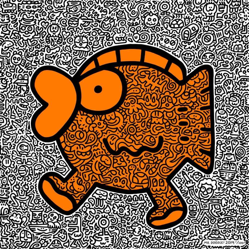 Mr. Doodle, ‘Orange Fish’, 2019, Print, Screenprint, Self released, Numbered