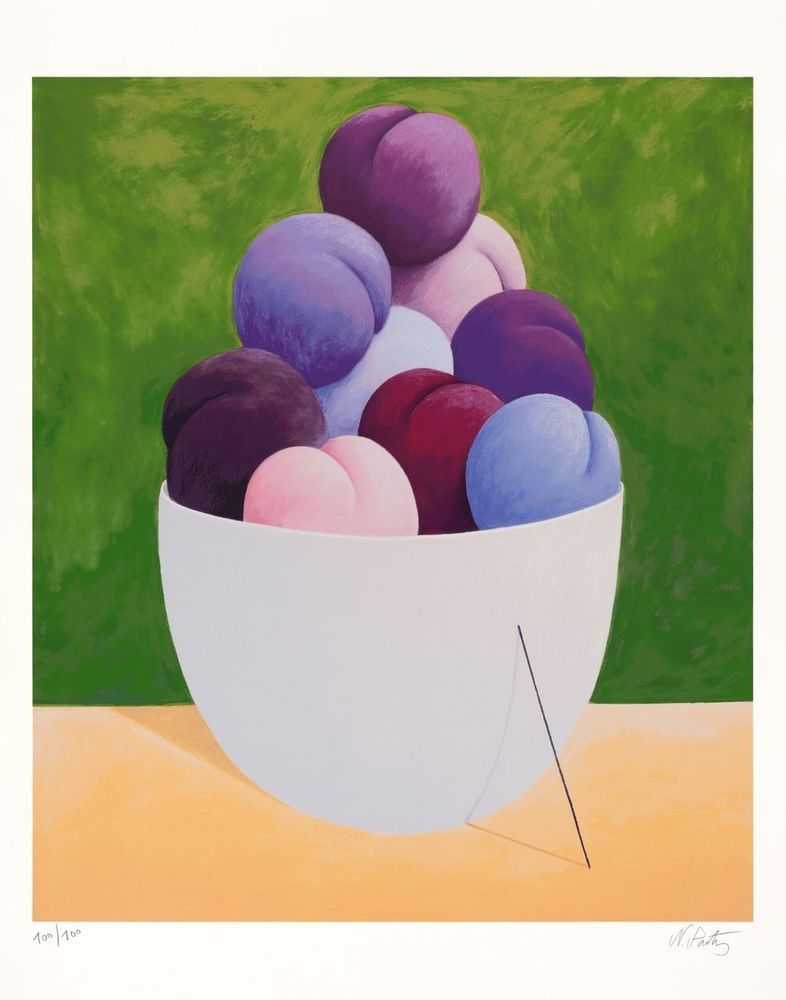 Nicolas Party, ‘Purple Peaches’, 2024, Print, 28 colour screenprint on Somerset Tub sized satin white 410 gsm, Counter Editions, Numbered, Dated