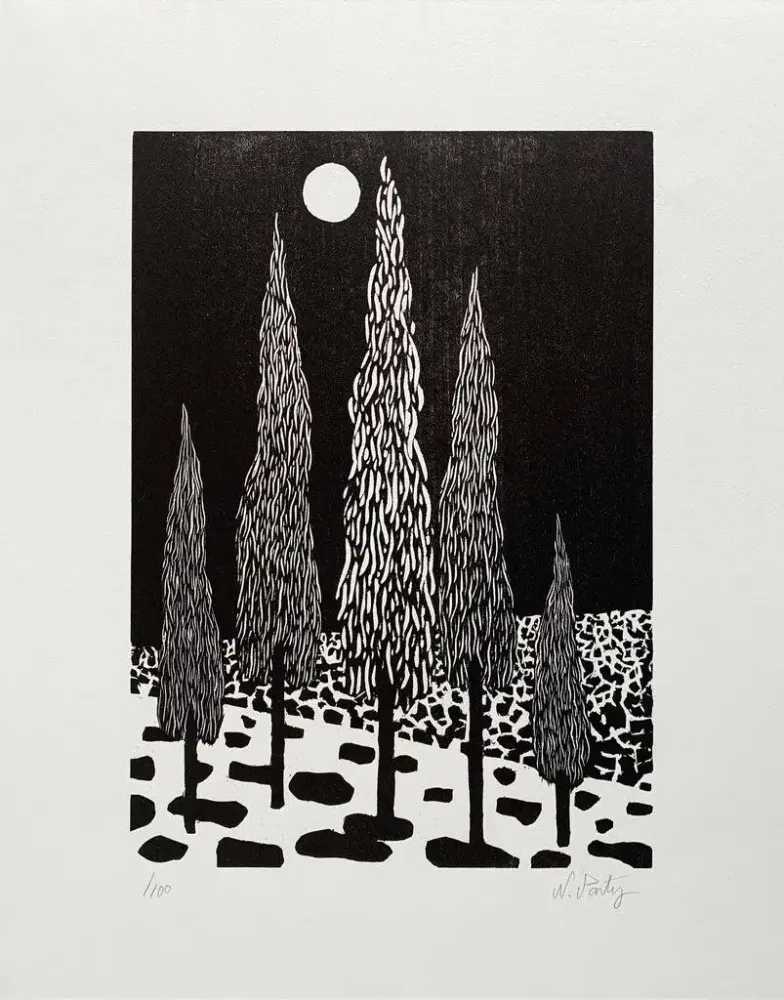 Nicolas Party, ‘Trees’, 2021, Print, Woodcut on Rives BFK paper, ECAL, Numbered