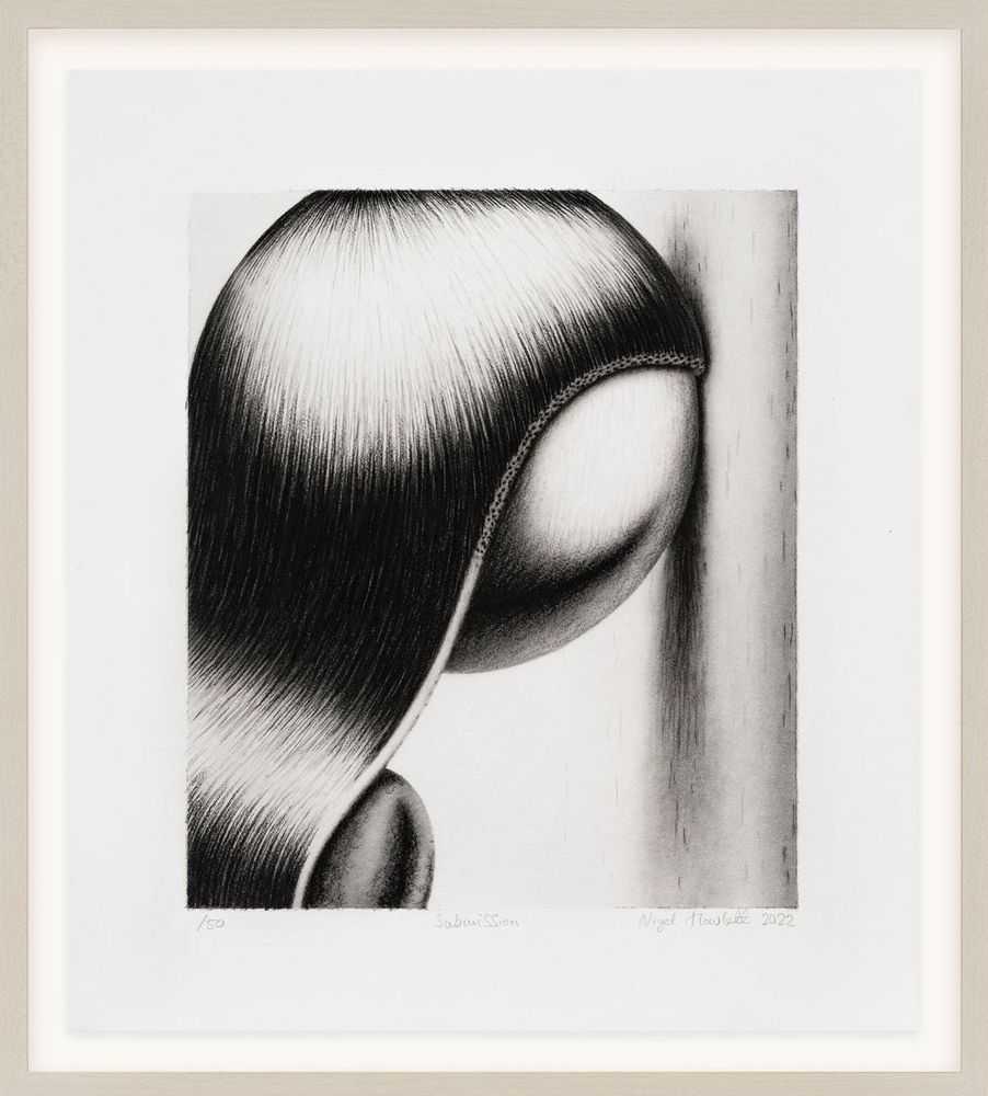 Nigel Howlett, ‘Submission’, 31-03-2022, Print, Photopolymer gravure print on Somerset Satin White 300gsm paper, with unique carbon and compressed charcoal overlay hand-drawn by the artist, Avant Arte, Numbered, Dated, Framed
