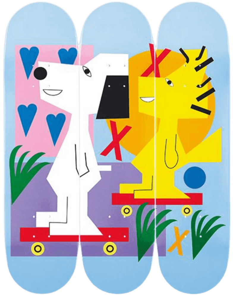 Nina Chanel Abney, ‘Peanuts (Nina Chanel - Tryptich)’, 2020, Collectible, 7 ply Grade A Canadian Maple wood skateboard, The Skateroom, Numbered