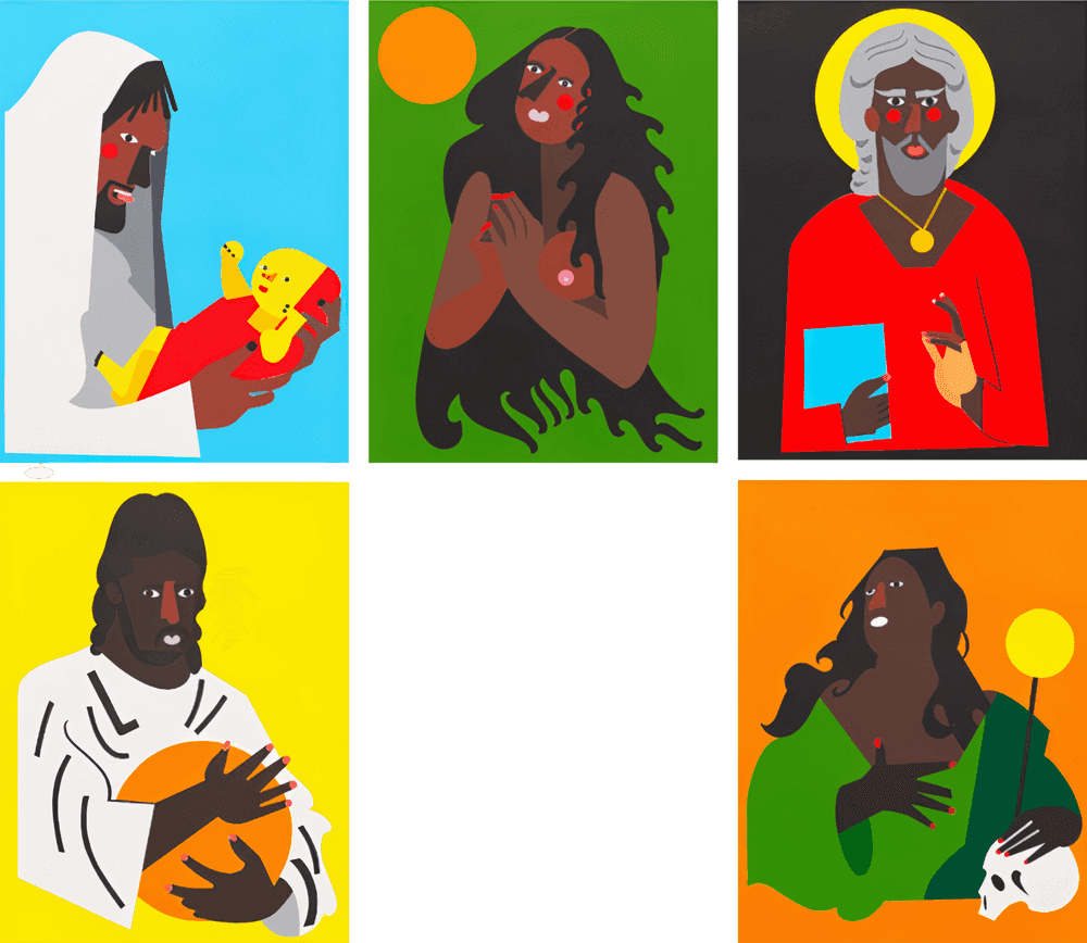 Nina Chanel Abney, ‘Temporary Friends (Potfolio of Five)’, 2019, Print, Relief prints in colours on paper, Pace Editions, Numbered