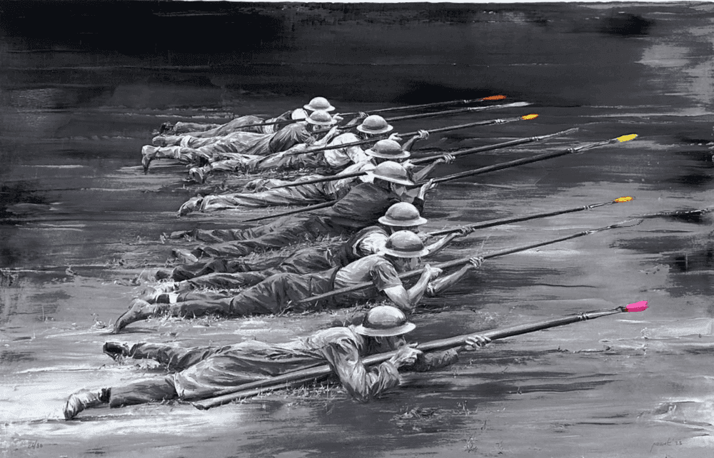 Paco Pomet, ‘El frente (The Front)’, 2024, Print, 6 colour silkscreen on Somerset Radiant White Tub Sized 410gsm, Stowe Gallery, Numbered, Handfinished