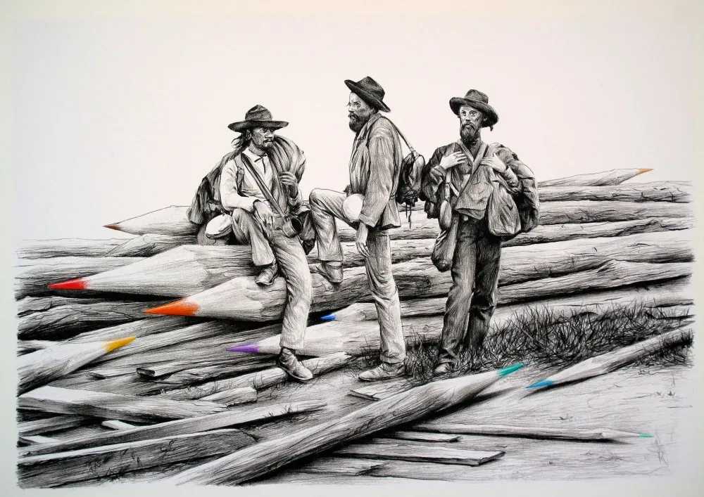 Paco Pomet, ‘Los Dibujantes / The Draughtsmen’, 18-11-2016, Print, Hand-finished screenprint on paper Saunder´s Waterford of 425gsm, Christian M Walter, Numbered, Handfinished