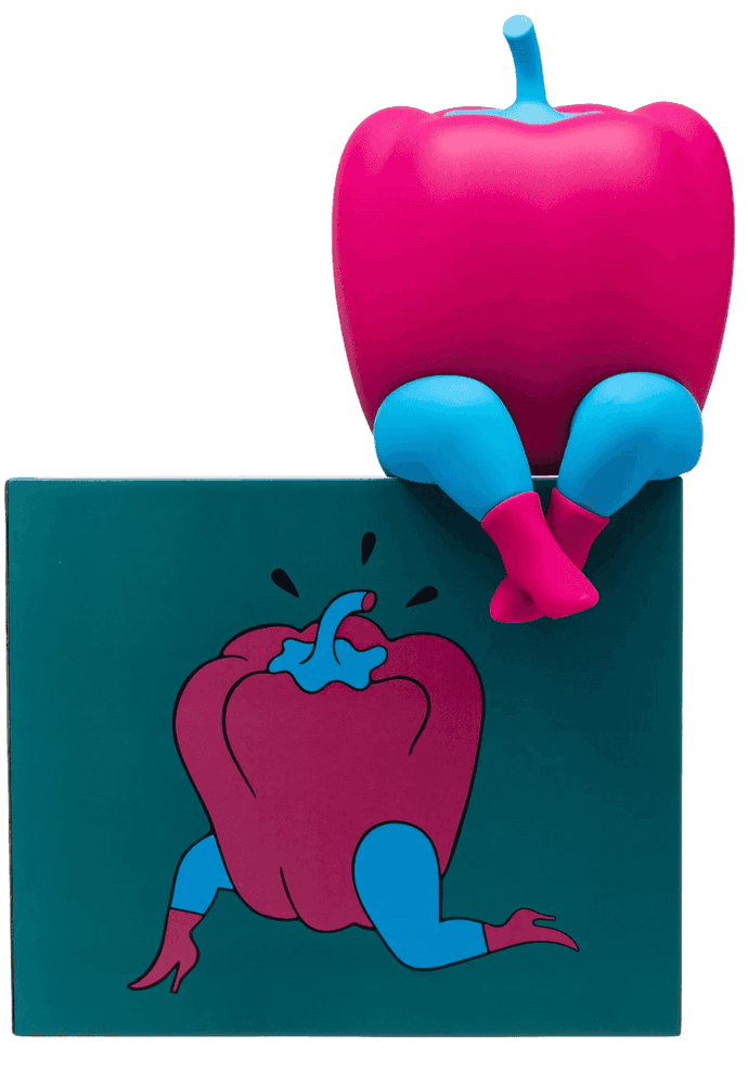 Parra, ‘Bell Pepper Panic Lamp’, 2022, Sculpture, Vinyl Cast Sculptural lamp. Light up time after charging 8 hours. 3 brightness variations. Rechargeable LED base with USB charger, Case Studyo, 