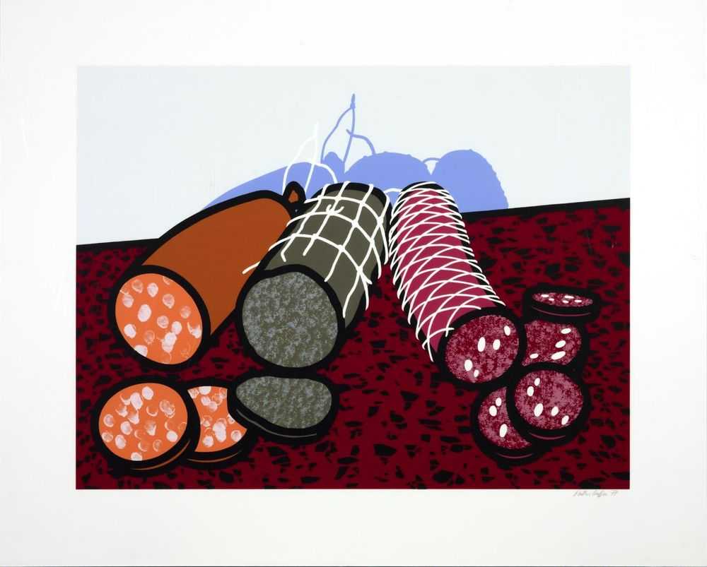 Patrick Caulfield, ‘Three Sausages’, 1978, Print, Screenprint in colours, Waddington Galleries, Numbered