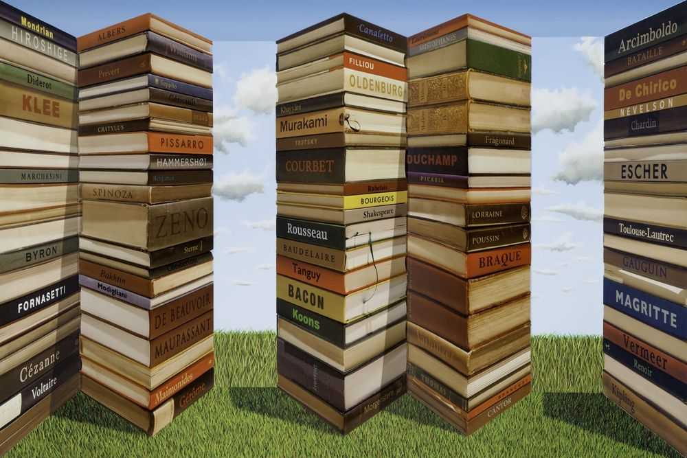 Patrick Hughes, ‘Bookends’, 2015, Print, Hand-painted & photographic multiple with archival inkjet, Flowers Gallery, Numbered, Handfinished, Framed