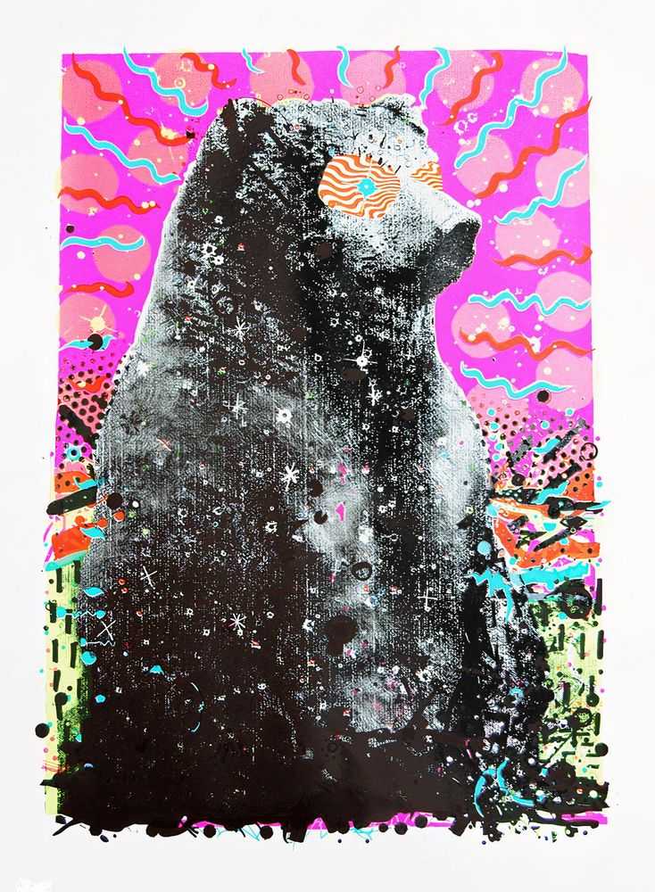 Paul Insect, ‘Bear Faced’, 2011, Print, 8 colour hand pulled screenprint with fluro overlay on Somerset Velvet 300gsm, Pictures On Walls, Numbered, Dated