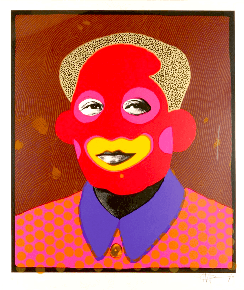 Paul Insect, ‘How Now Clown Mao? (Gold Hair)’, 2011, Print, 8 colour hand pulled screenprint on 300gsm Somerset off white velvet, Pictures On Walls, Numbered, Dated