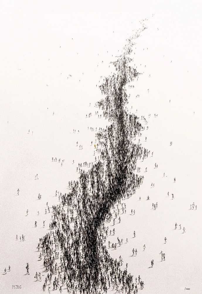 Pejac, ‘Hope (751-875)’, 15-07-2024, Print, UV pigment print on a 6-colour silkscreen printed background 410gsm Somerset Tub-sized Radiant white 100% cotton paper, finished with hand-applied 24 carat gold leaf and ink details, Avant Arte, Numbered, Handfinished