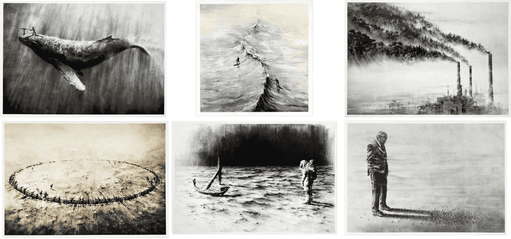 Pejac, ‘Postcards (Set of 6)’, 2020, Print, High Quality, CMYK offset colour print Matte coated 350 g/m2 paper on Mounted on 2.25 mm grey card, Self Released, 