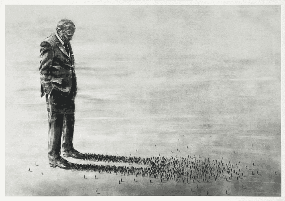 Pejac, ‘The Boss (Postcard)’, 30-10-2021, Print, Black and white digital print on Finesse Premium Silk 350gsm paper mounted on 2,25 mm grey cardboard, Self-released, 