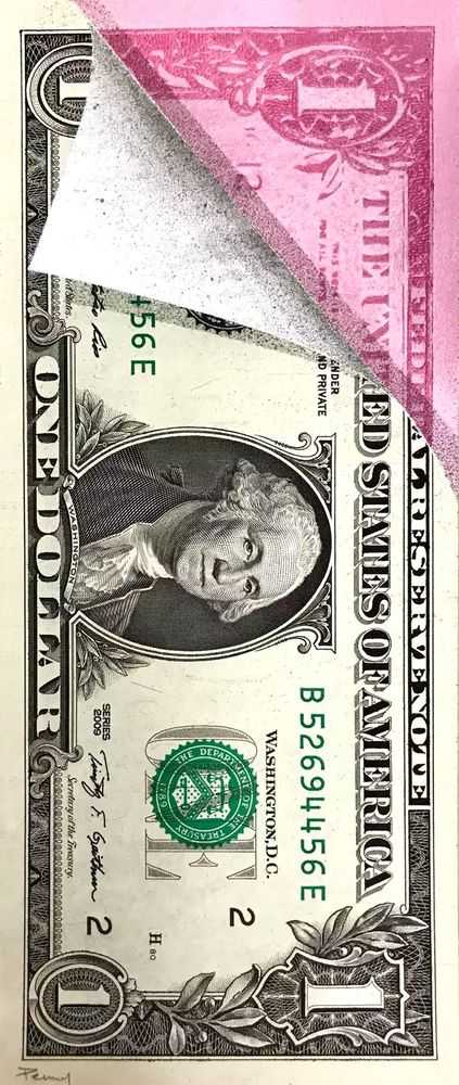 Penny, ‘Banana Republic’, 10-10-2012, Print, 6 layer hand cut stencil; Spray paint on genuine $1 bill, Rook & Raven, Dated, Handfinished