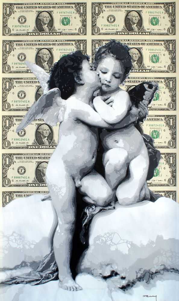 Penny, ‘Cloud One’, 04-10-2011, Print, Spray paint on 16 genuine uncut $1 dollar bills, Self-released, Dated, Handfinished