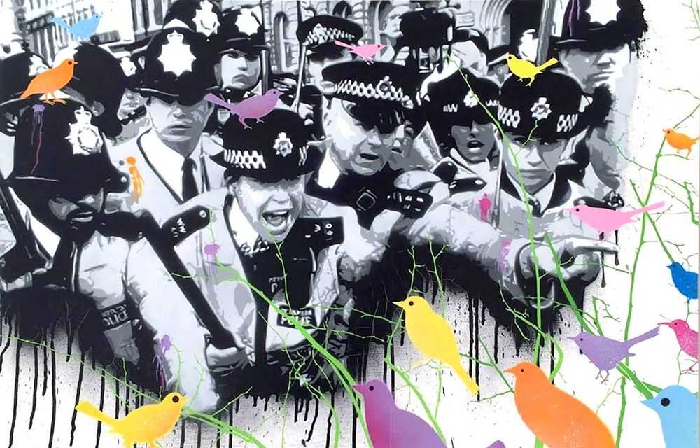 Penny, ‘Cops & Robins’, 16-07-2009, Print, 2 colour screenprint with hand sprayed stencils, Pictures On Walls, Numbered, Handfinished