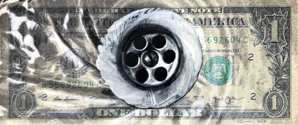 Penny, ‘Drain (One Dollar)’, 04-12-2018, Print, 19 layer hand cut stencil; Spray paint on one Dollar bill, Self-released, Dated, Handfinished