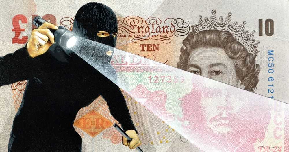 Penny, ‘Flashpoint (£10)’, 17-02-2017, Print, 26 layer hand-cut stencil on banknote; Spray paint on £10 and 3 Cuban Peso banknote, Spoke Art, Dated, Handfinished