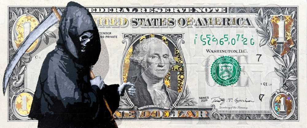 Penny, ‘Ghost Writer - MAKING A KILLING’, 2022, Print, 18 layer hand-cut stencil; Spray paint on genuine one Dollar bill with UV ink phrase hand stencilled; Gold stars foil blocked holographic embellishments, Self-released, Dated, Handfinished