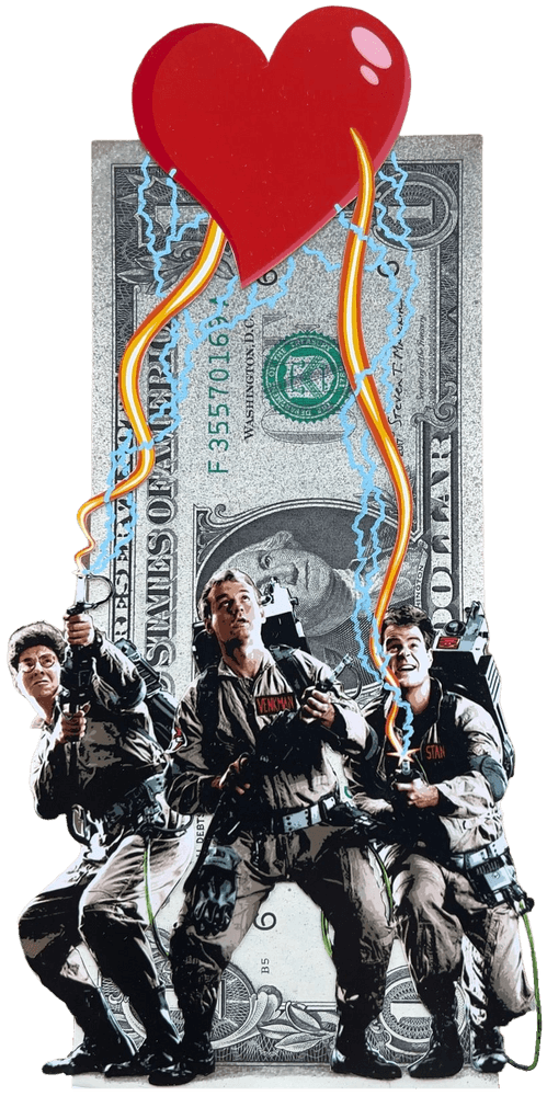 Penny, ‘Spirit-of-Love’, 12-12-2022, Print, C-type archival print, hand cut out and affixed to genuine one Dollar bill, with embellished details, Self-released, Numbered, Dated, Handfinished