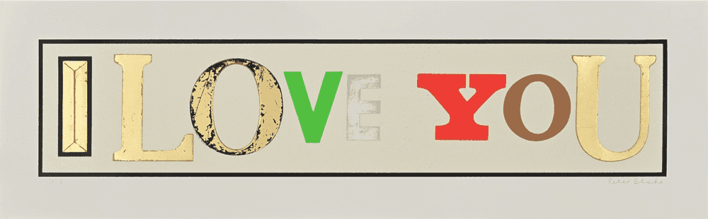 Peter Blake, ‘I Love You - White Diamond Dust’, 2010, Print, Screenprint with diamond dust on wove paper, null, Numbered