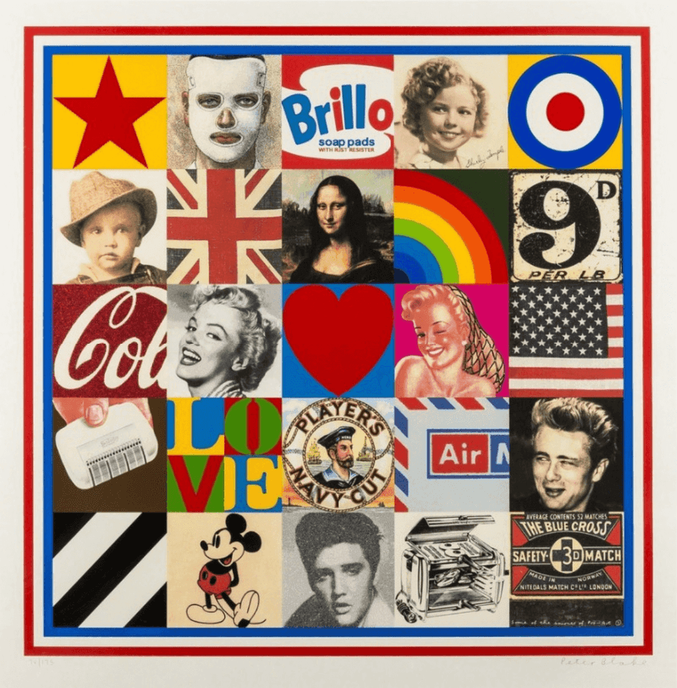 Peter Blake, ‘Some Of The Sources Of Pop Art VII’, 2009, Print, Silkscreen print 24 colours plus high gloss & matt glazes, diamond dust + red glitter, CCA Galleries, Numbered