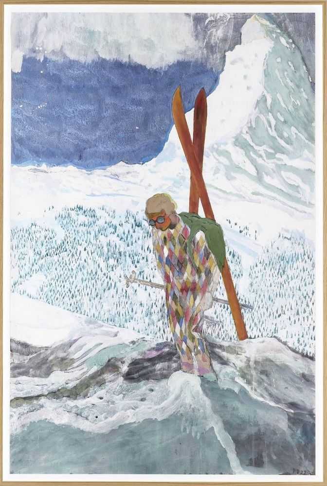 Peter Doig, ‘Alpinist (D2-1B)’, 2023, Print, Giclée Print on Cotton Smooth Rag, Oak frame, UV Acrylic Glass, Heni, Numbered, Framed