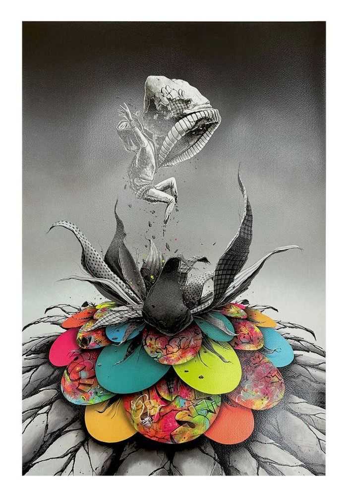 Pez, ‘Bloom Bloom (Silver Leaf Edition)’, 18-05-2023, Print, 25 colour screenprint on 300 gsm Somerset paper, with silver leaf in the figure, Graffiti Prints, Numbered