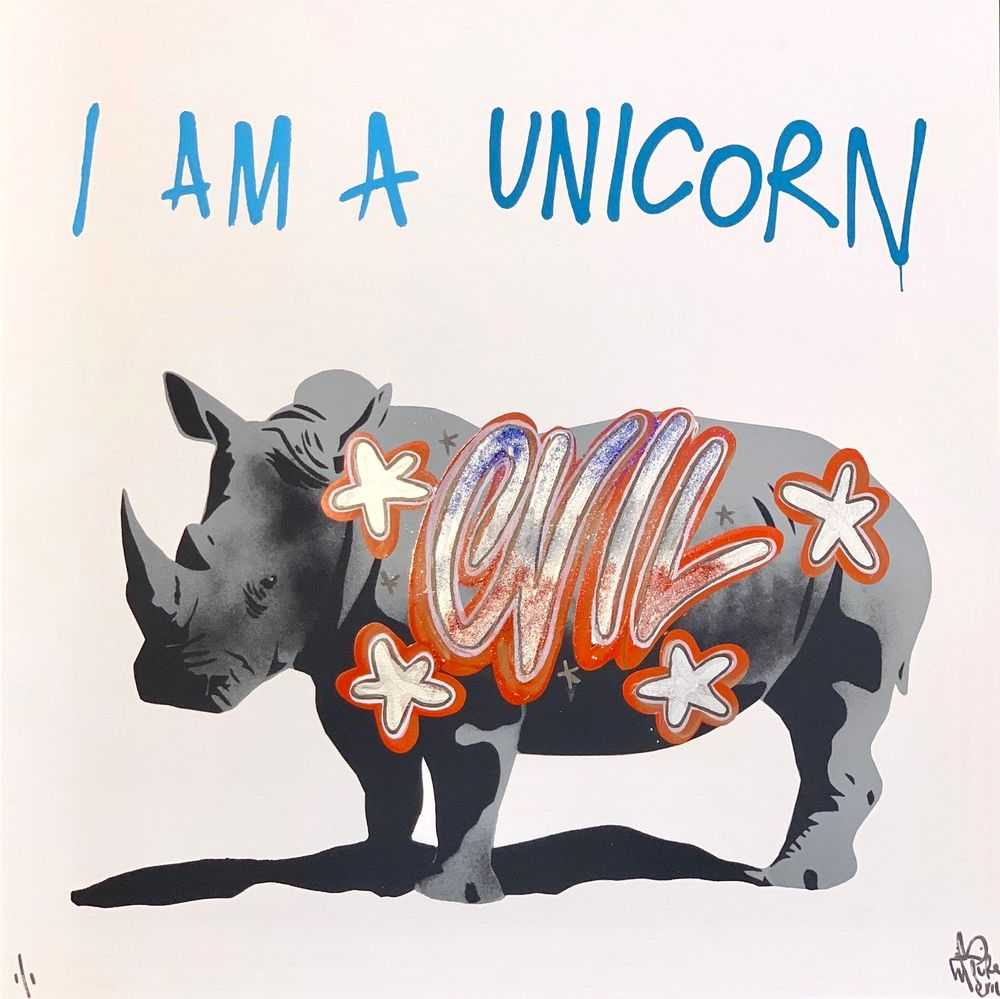Pure Evil, ‘I Am A Unicorn (Holographic Sparkle Edition)’, 09-04-2018, Print, 4 colour screenprint with hologram sparkle layer handfinishing, Self-released, Numbered, Handfinished