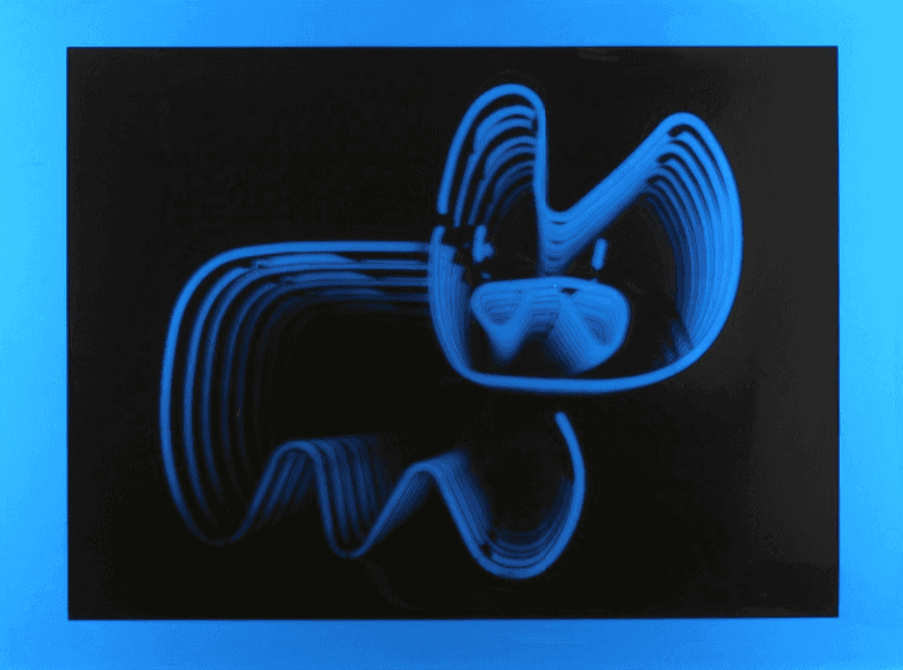 Pure Evil, ‘Infinite Neon Bunny (Blue)’, 24-01-2008, Print, Black screenprint on clear coloured acetate, Self-released, Numbered