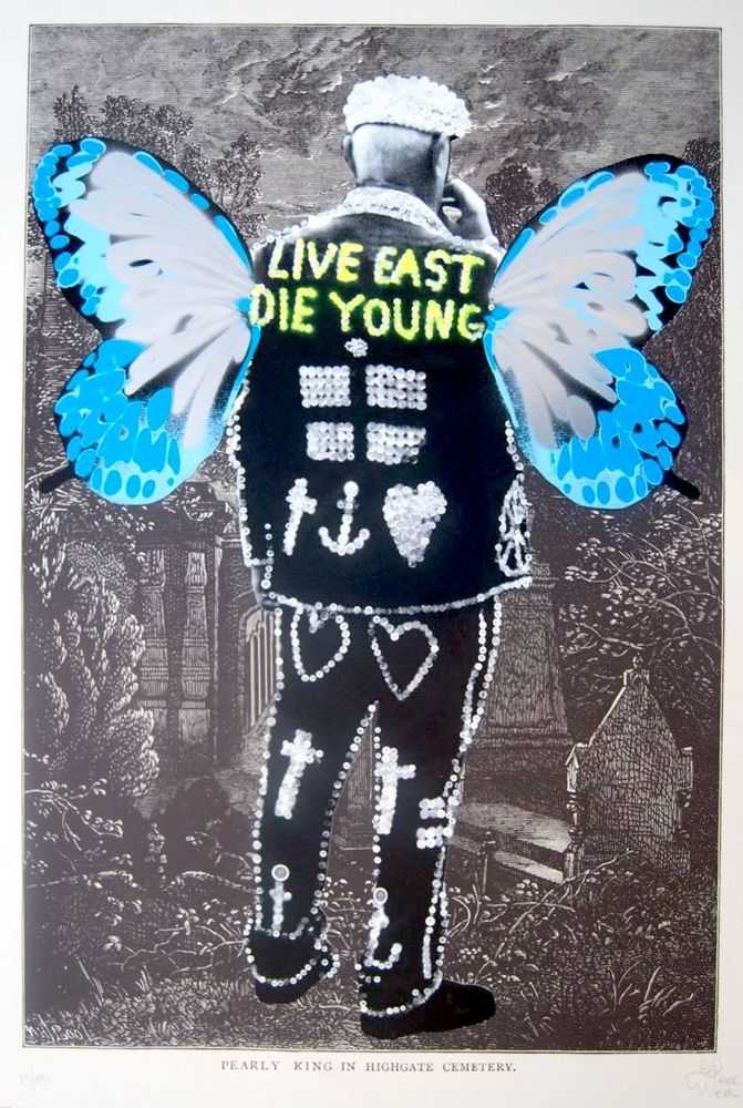 Pure Evil, ‘Pearly King In Highgate Cemetary’, 21-09-2009, Print, Screenprint on paper, Self-released, Numbered