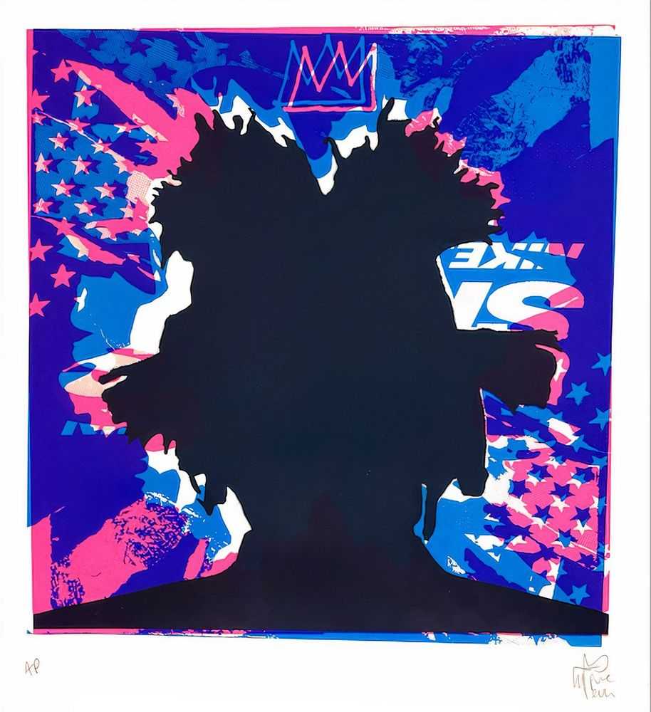 Pure Evil, ‘Saint Samo’, 30-11-2017, Print, 3 strong colours onto GF Smith's Zen 270gsm - fluorescent pink, cyan, and a deep, rich indigo, Self-released, Numbered