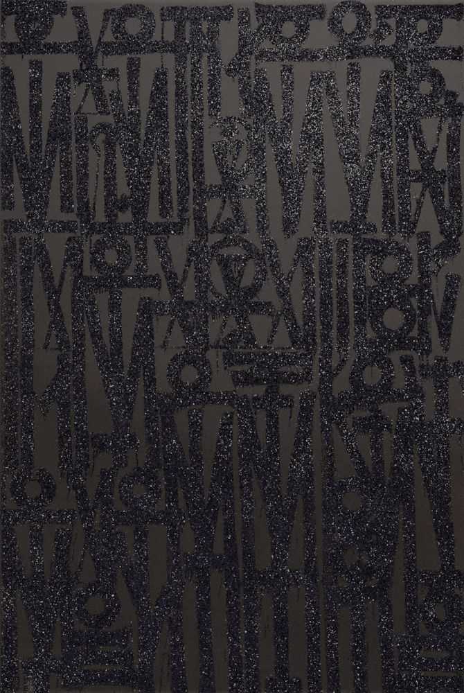 RETNA, ‘Even the Heart Skips a Beat (Black on Black)’, 2025, Print, 	 2-color screenprint with black glitters added by hand, hand cut on 	 Somerset Rad white velvet 330gsm, Print Them All, Numbered