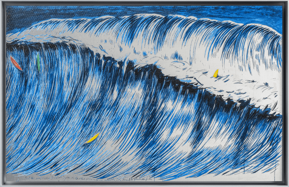 Raymond Pettibon, ‘No Title (But the sand...)’, 2026, Print, LITO Hi-Rnd © technology print on mirrored aluminum, null, Numbered, Framed