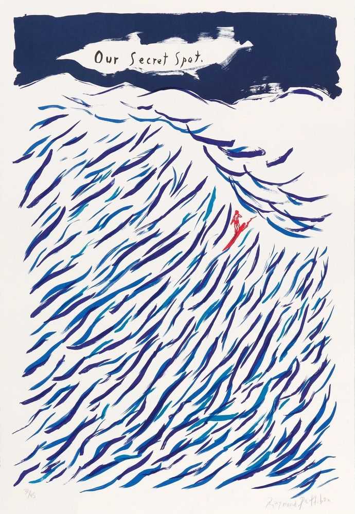 Raymond Pettibon, ‘No Title (Our Secret Spot)’, 14-06-2022, Print, Six-color lithograph on Rives BFK paper, David Zwirner, Numbered